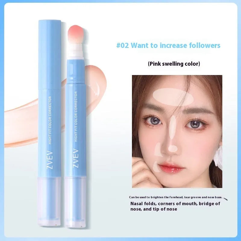 Concealer cream with sponge brush applicator showing three colour shade options