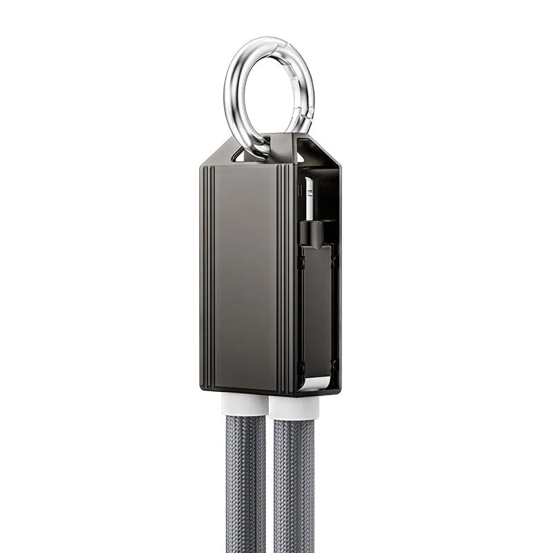 Silver PD65W braided fast charging cable, woven 1-2m lead with Type-C or Type-C Apple connector