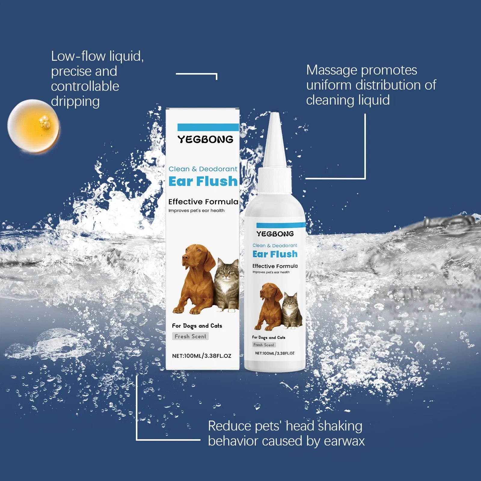 100ml bottle of dog and cat ear cleaner for removing earwax