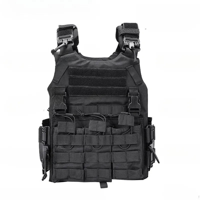 Training tactical outdoor quick-release protective vest in black for shooting sports