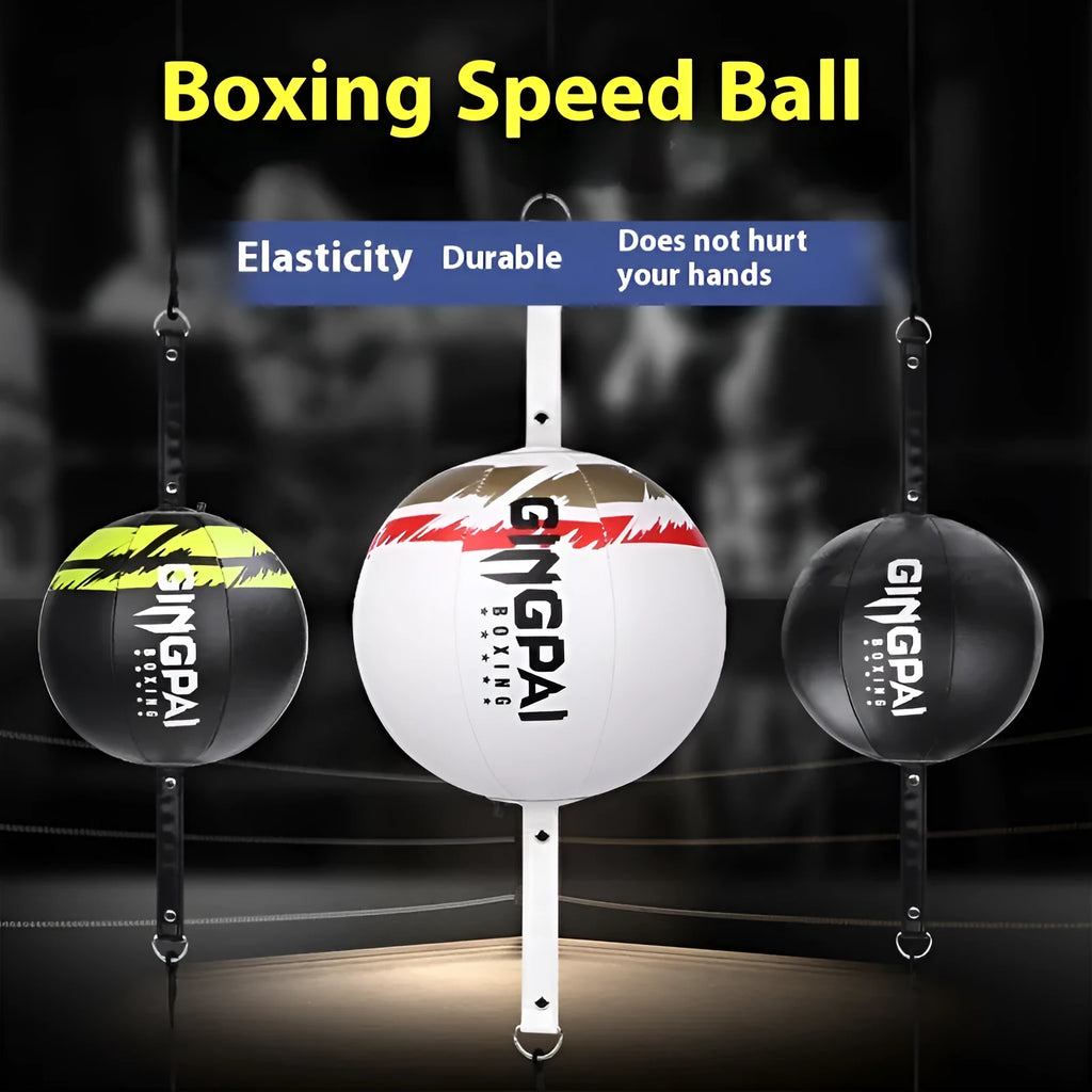 Hanging boxing speed ball in black, green and black, or white colours for reaction training