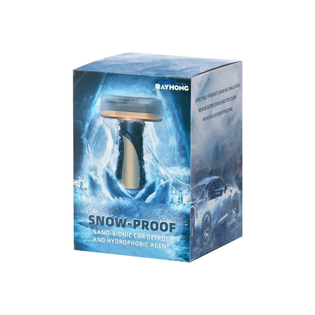 Car snow brush with hydrophobic nano coating, white PE brush measuring 5x9x14 cm.