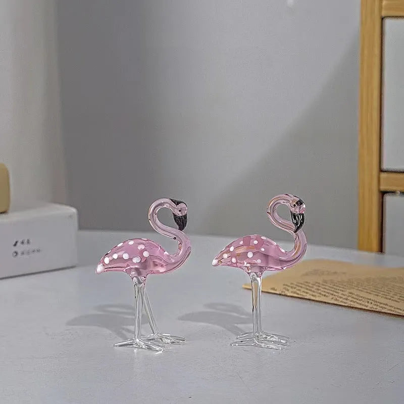 Pink flamingo crystal decorative ornament for home hall table display in modern simple style