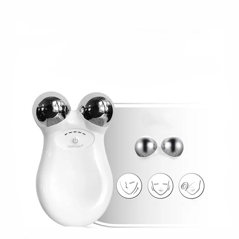 Pink and white micro current facial lifting device with compact handheld design