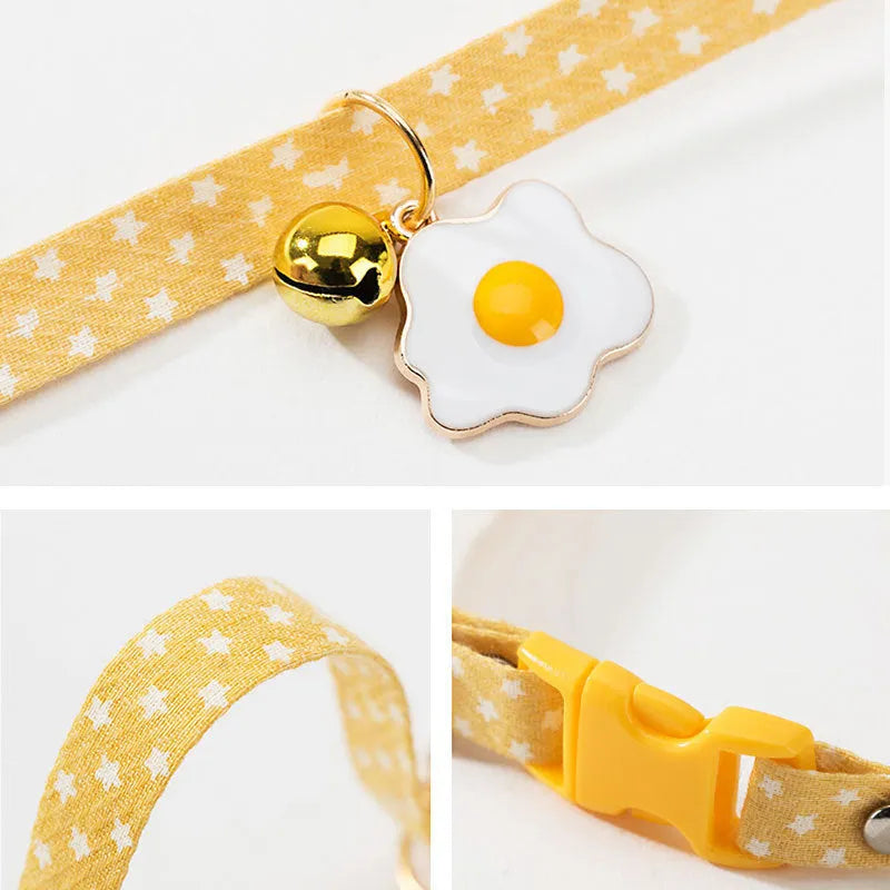 Adjustable cat collar with bell pendant and decorative bow tie accessory for small pets