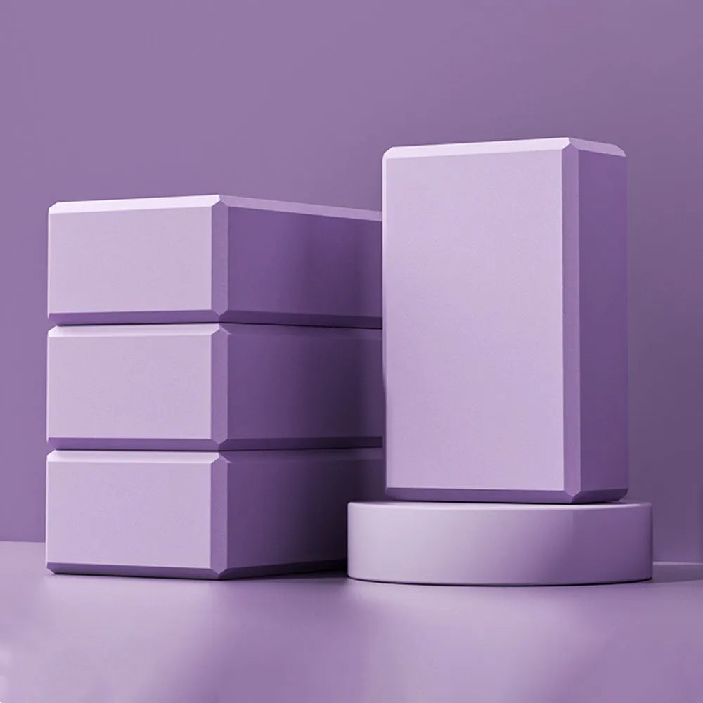 Solid colour EVA foam yoga block with grip ridges for exercise support