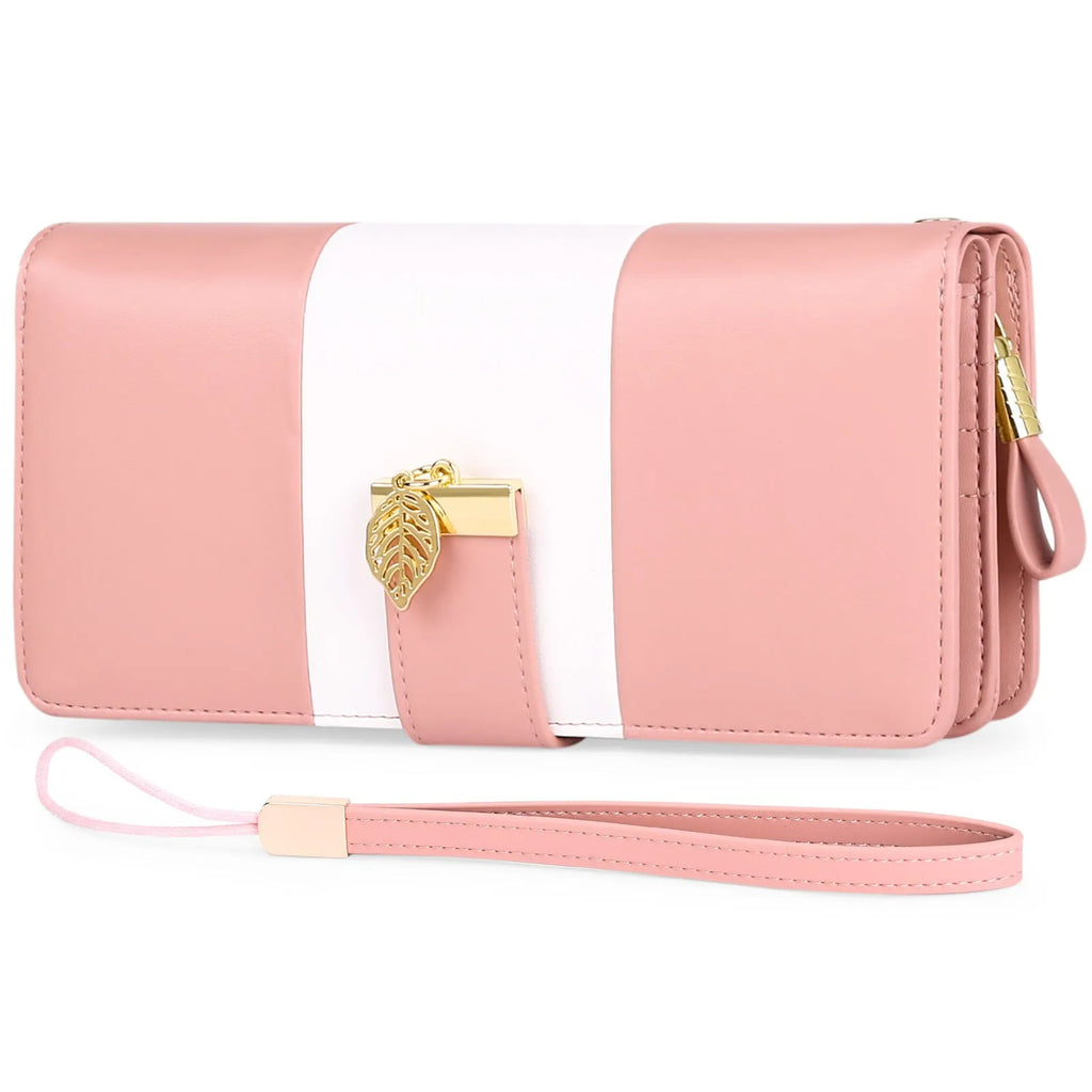 Black PU leather anti-theft clutch bag with a lock clasp and an integrated fold wallet inside.