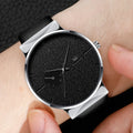 New Simple Trendy Men Earth Watch with 40mm stainless steel case and brown PU leather strap