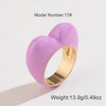 Three-dimensional enamel heart-shaped ring in multiple colours with love theme design