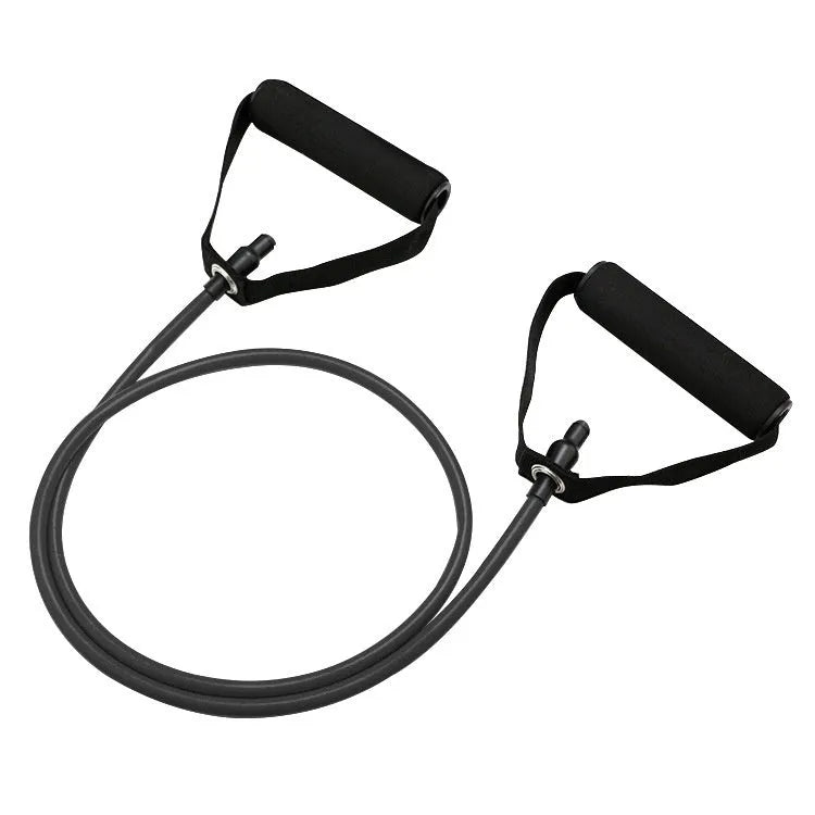 Adjustable chest expander with colour-coded TPE tension rope showing five resistance levels