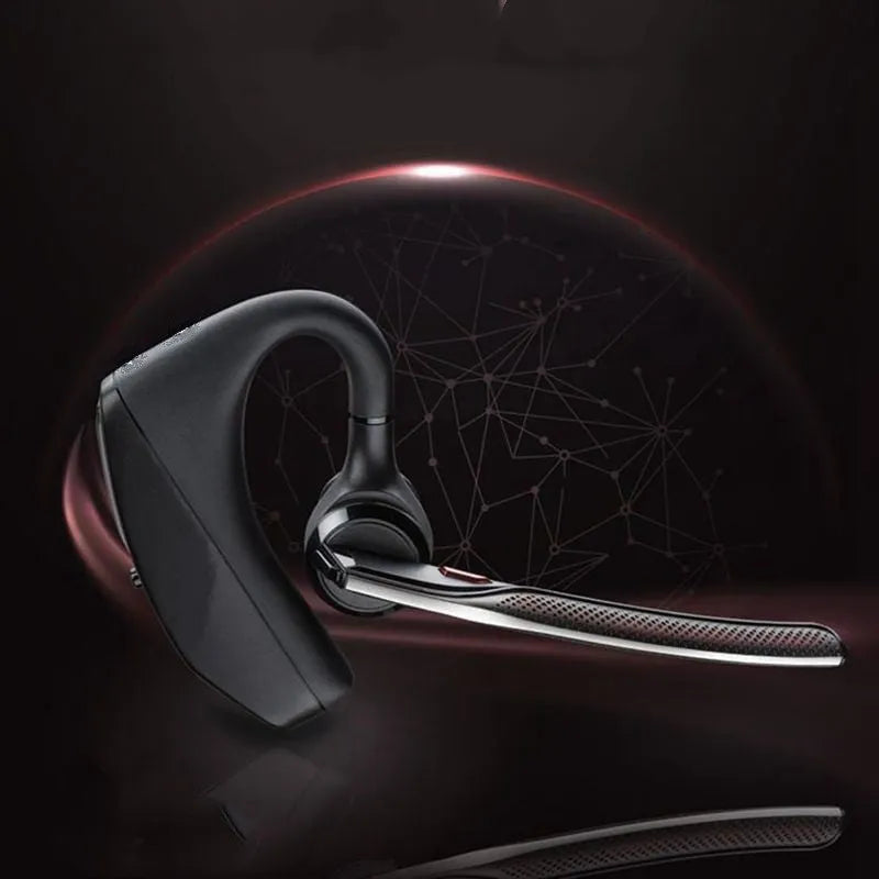 Black plastic Bluetooth sports headphones with a large battery and USB port.