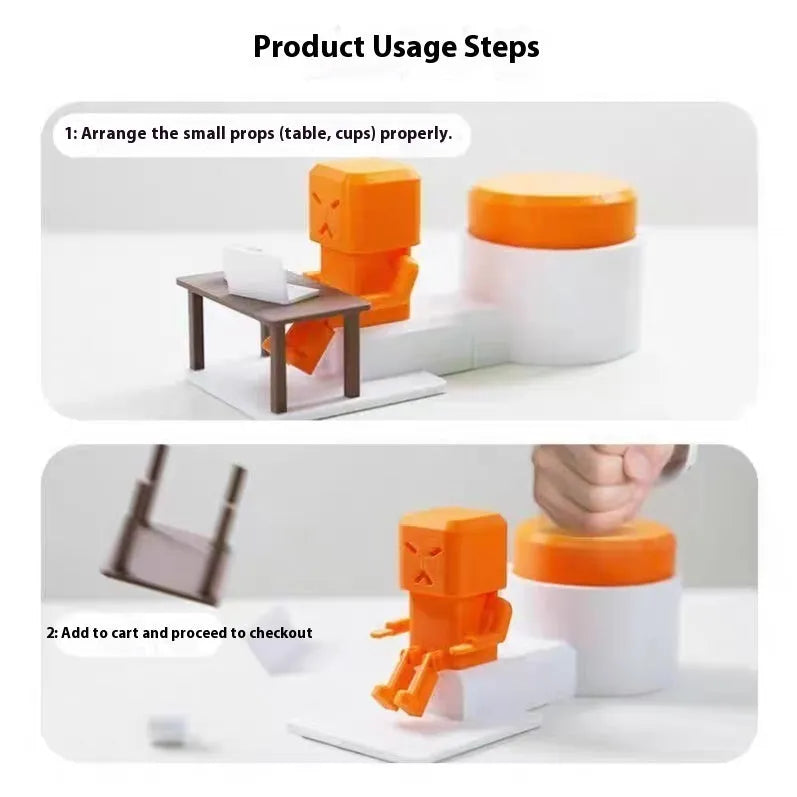 Orange plastic table turning decompression toy on desktop surface