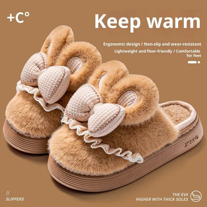 Indoor warm non-slip couples cotton shoes with suede upper and EVA sole in brown, khaki, and black and white