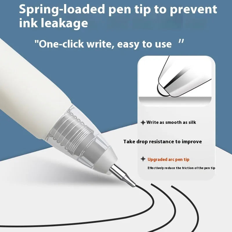 Pack of 10 quick-dry ballpoint pen refills in black, blue, ink blue, and red ink colours.