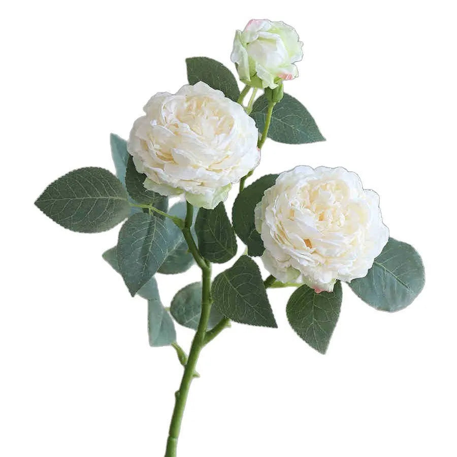 Silk emulational rose flower with baking edge process in beige for wedding and home decoration