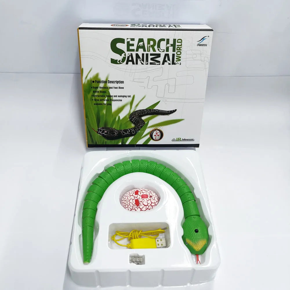 Automatic smart sensing snake cat toy with segmented body for realistic slithering movement