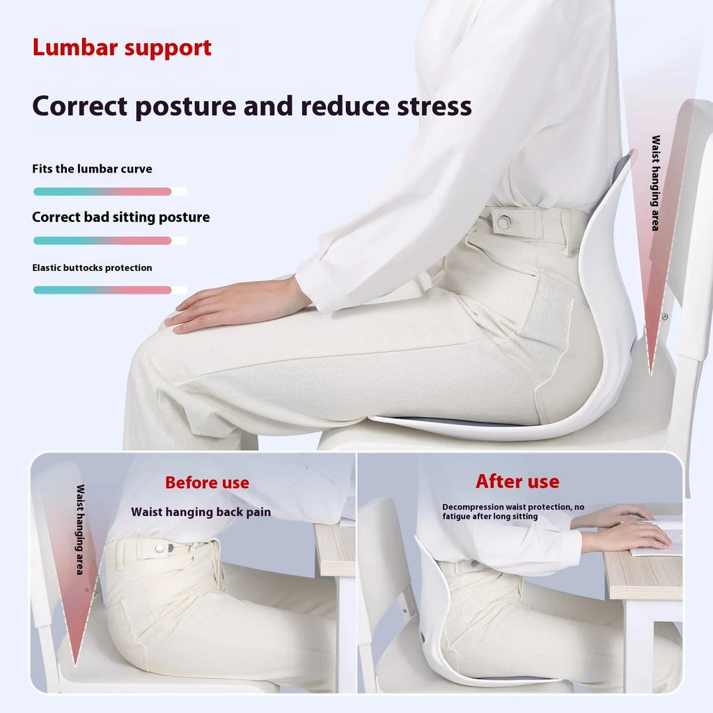 Japanese style grey and black lumbar support seat cushions for back pain relief.