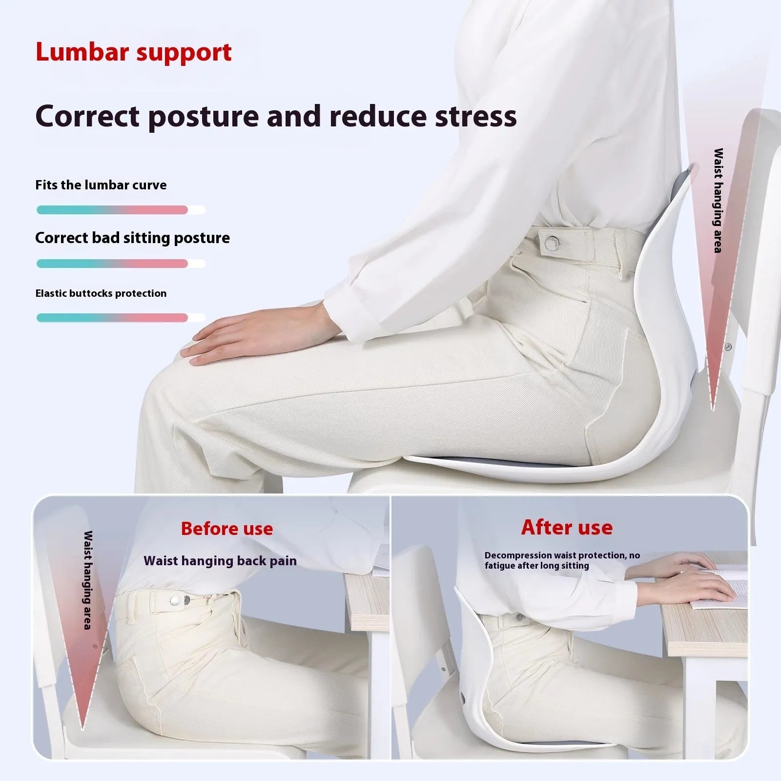 Japanese style grey and black lumbar support seat cushions for back pain relief.