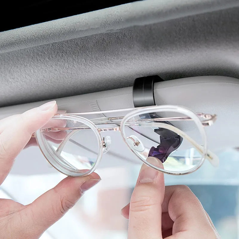 Black plastic multifunctional clip for car sunshades to hold glasses and cards