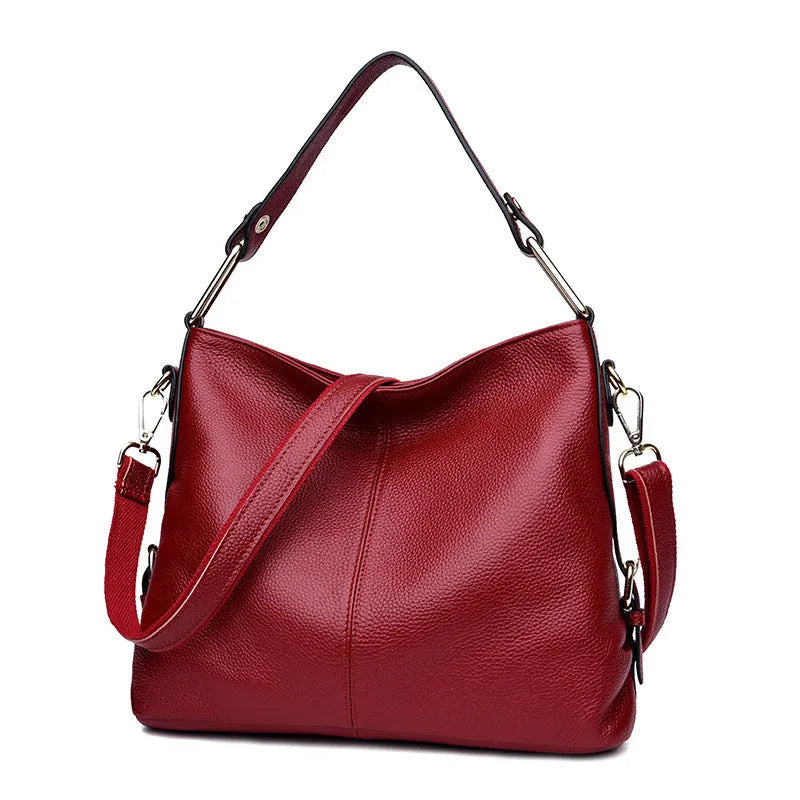 Genuine leather vertical square crossbody bag with multiple zipped compartments in various colour options