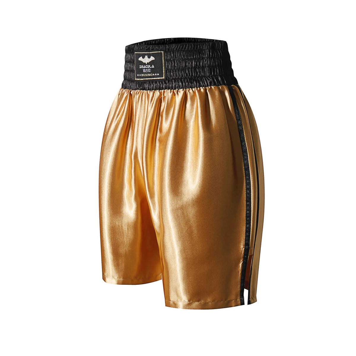 Comprehensive fighting boxing pants Sanda shorts in black red nylon fabric on white background