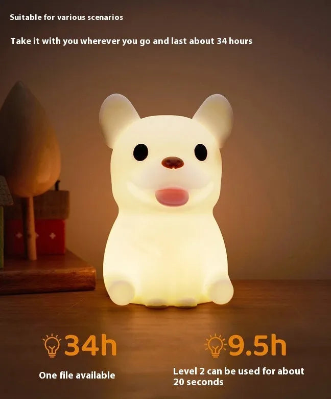 Silicone night light with USB charging, dimming function, cartoon animal design, 85x87x129mm, 0.5W