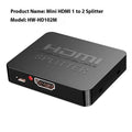 4K HDMI splitter device distributing signal to two displays with choice of US or EU power plug