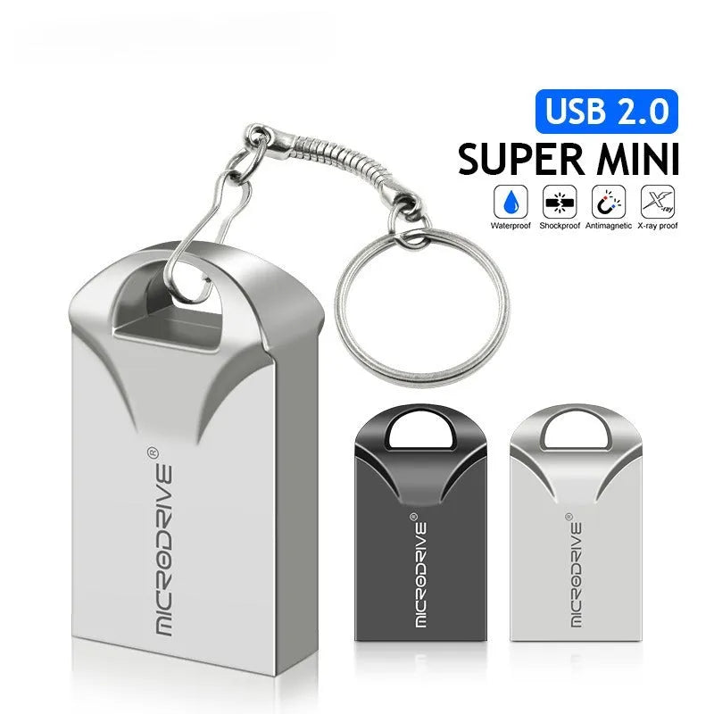 Small black and silver metal USB flash drive showing compact size next to a ruler for scale