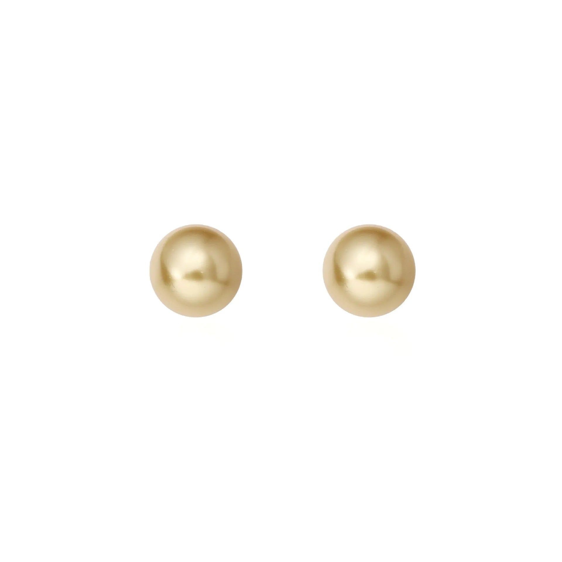 Large geometric pearl stud earrings for women in silver, showing eight-point star detail on setting.