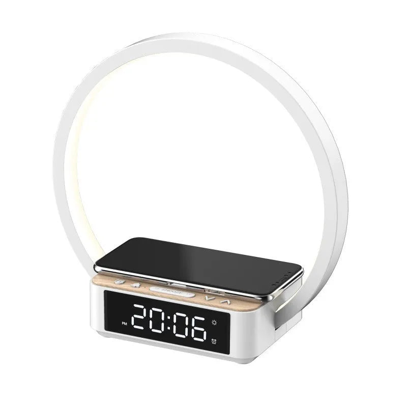 White bedside 10W wireless charger and small night lamp, 24-24-10cm, with EU UK or US plug option