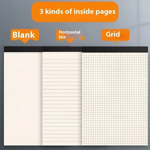 A5 B5 A4 writing pads notebook with 80 sheets in horizontal lines, grid, and blank page styles