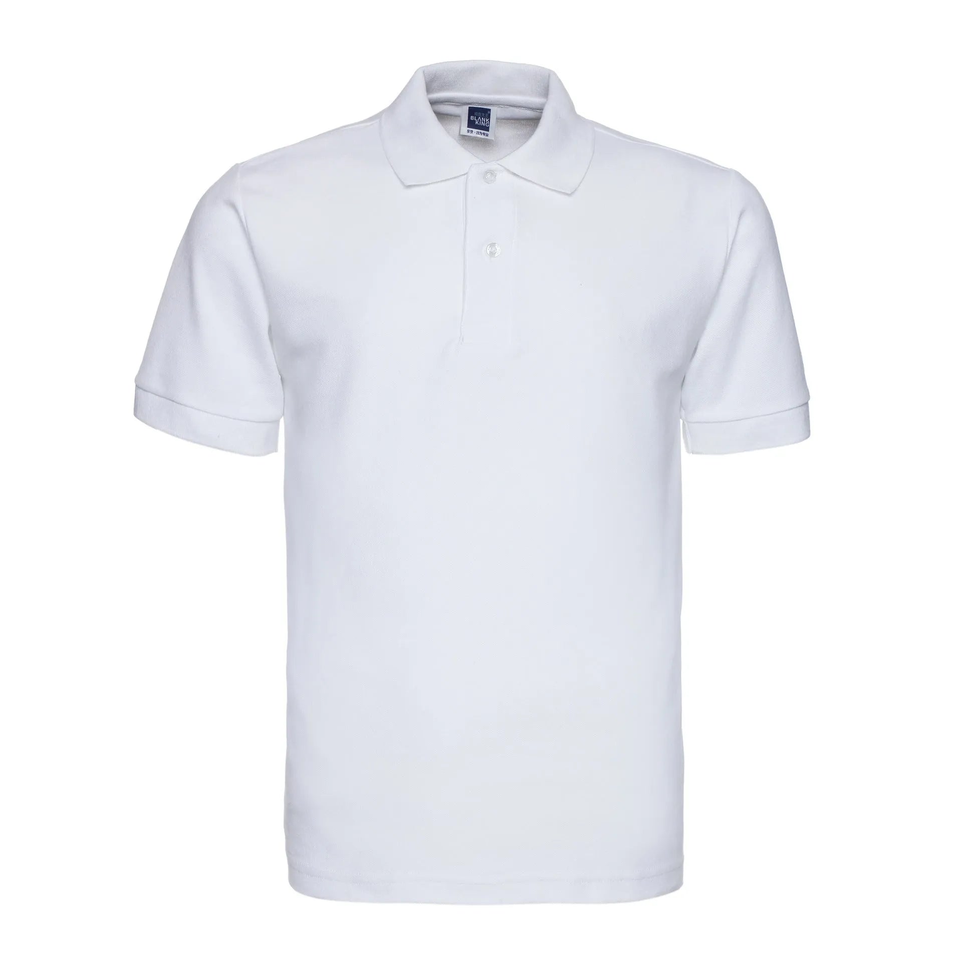 Men's plus size loose fit short sleeve polo shirt in a solid colour with a lapel collar.