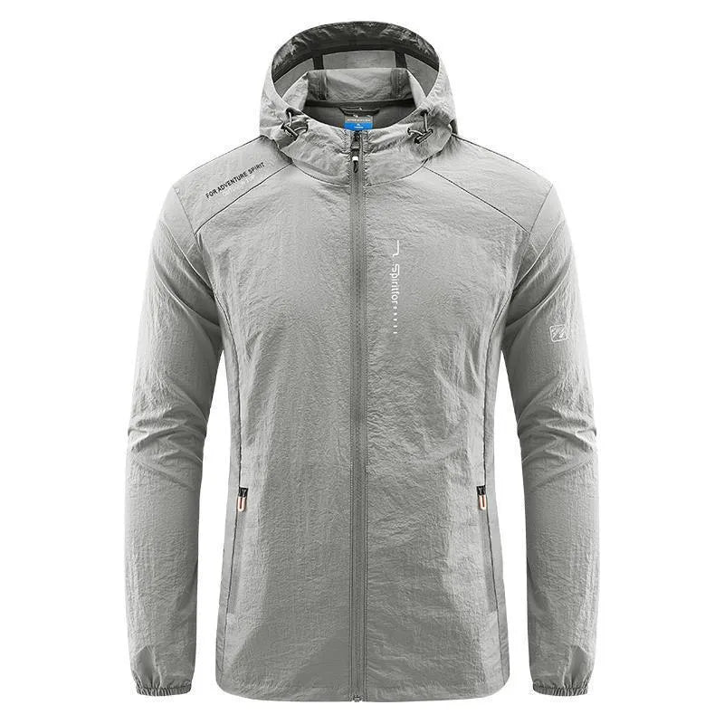 Men's lightweight hooded summer jacket in nylon fabric, loose fit design