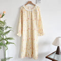 Beige long sleeve nightdress with bear bubble print on soft fabric