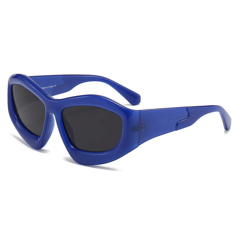 Men and women concave shape sun glasses with black frame and black grey lenses for outdoor riding cycling and driving