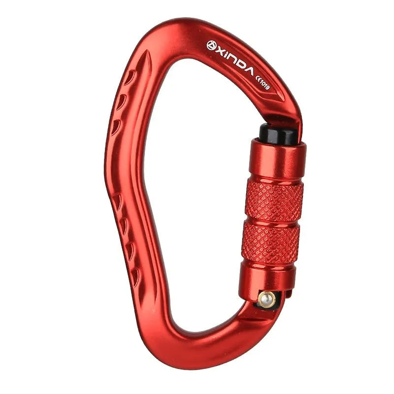 Automatic locking climbing carabiner in silver finish with hook gate