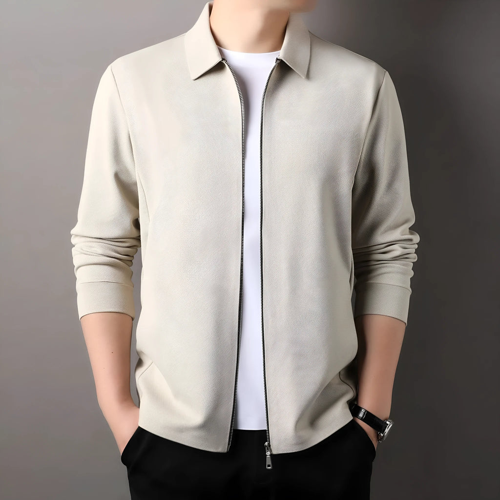 Men's polyester business jacket in three colours with regular sleeves and straight hem