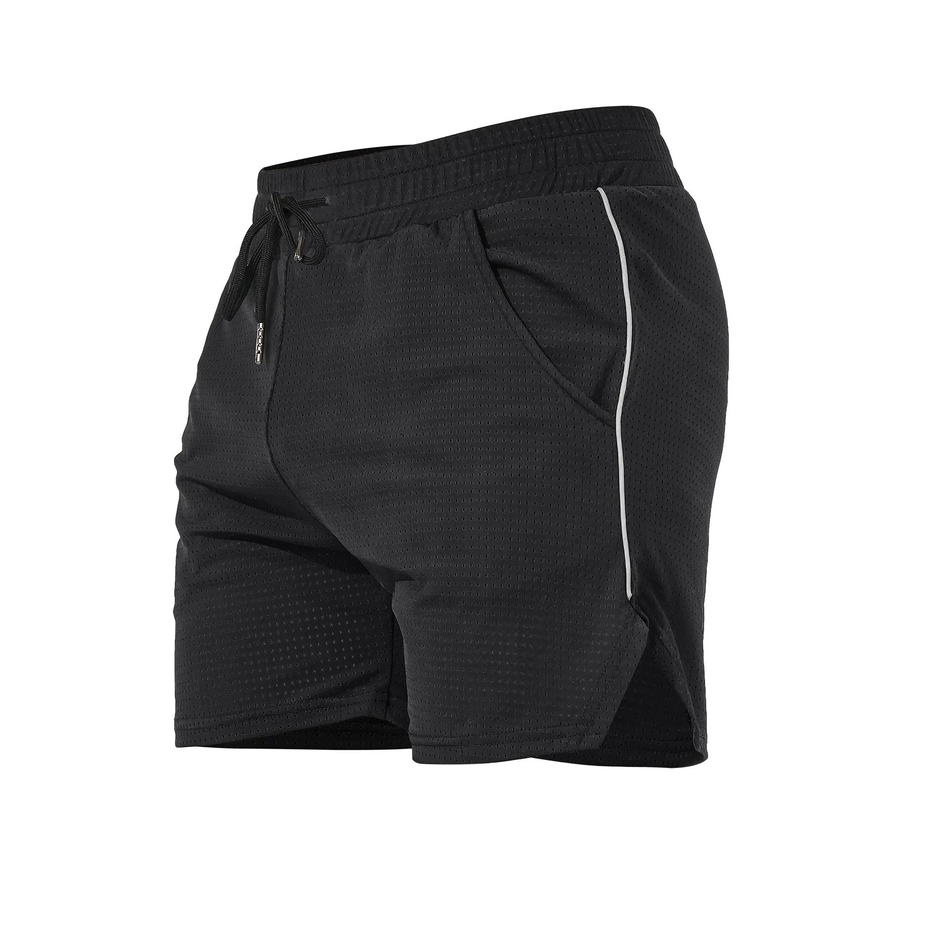 Men's straight-leg casual sports shorts in black, available in sizes M to 3XL.