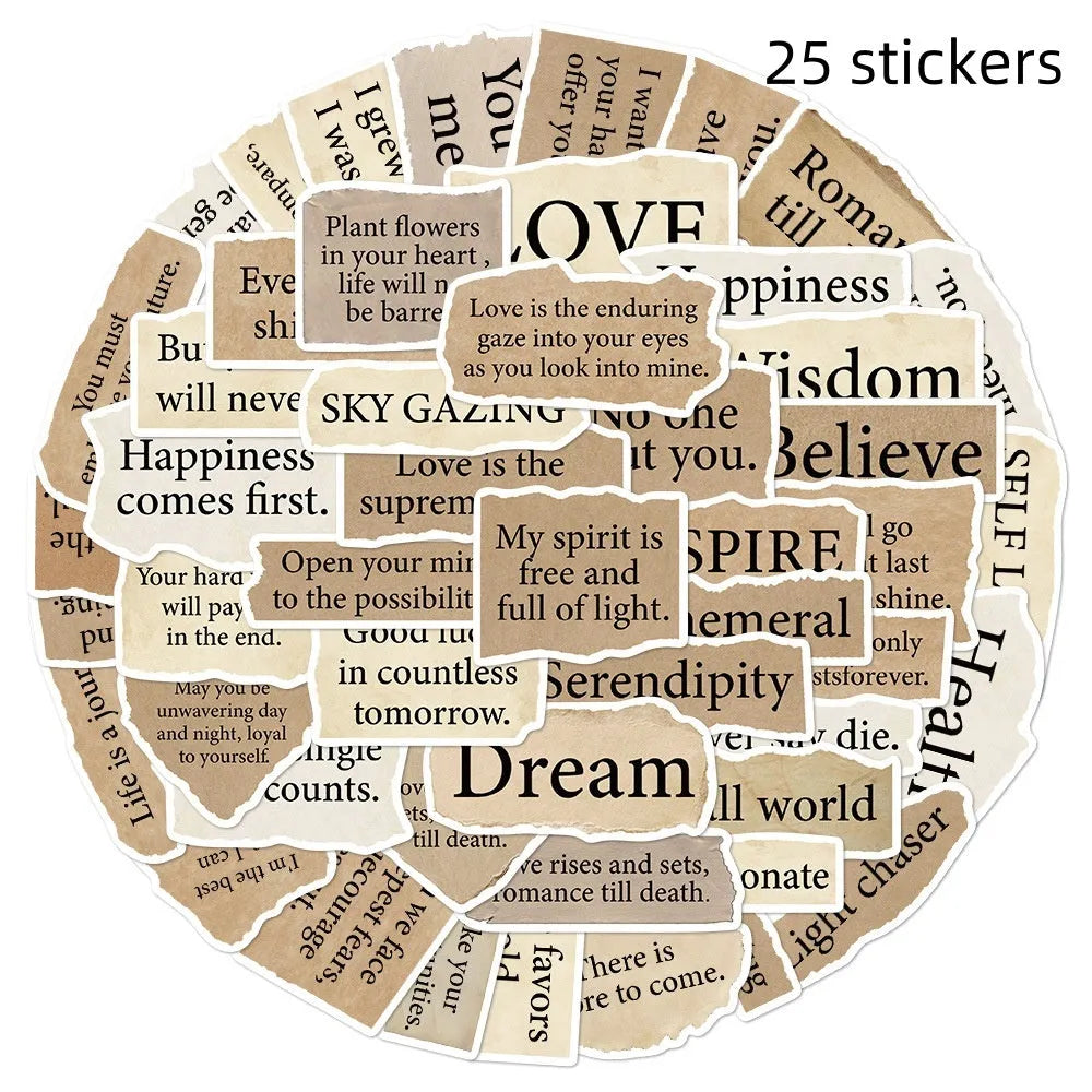 25 repositionable waterproof laptop stickers with tear English design in PVC material