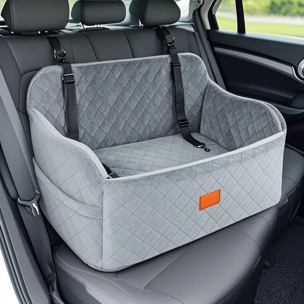 Washable car rear cloth dog kennel 76x48x38cm for medium and large dogs in grey, green, black, black grey, or dark brown