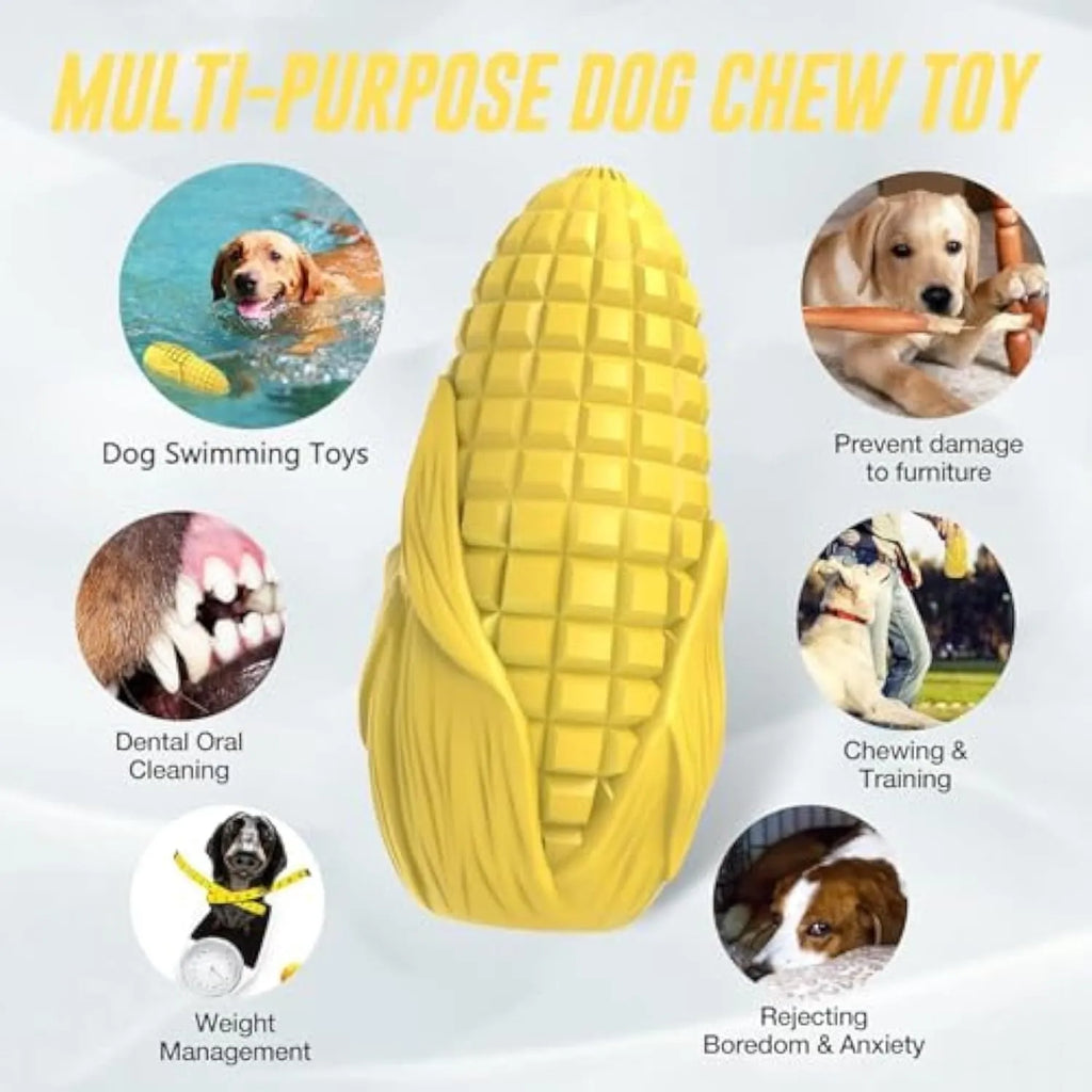 Blue and yellow durable corn stick dog chew toy for aggressive medium and large breed dogs