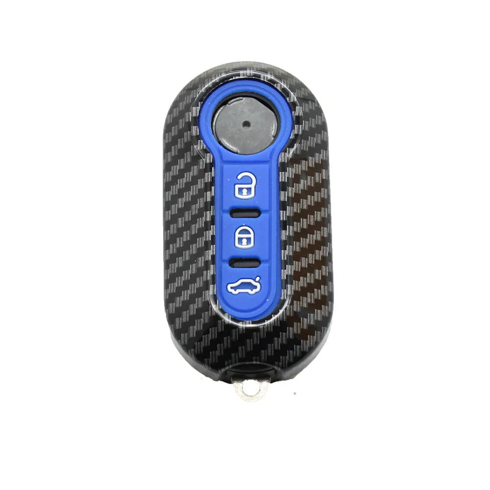 Fiat 500 Boyue Ottimo carbon fibre pattern ABS key case in black, red, dark blue