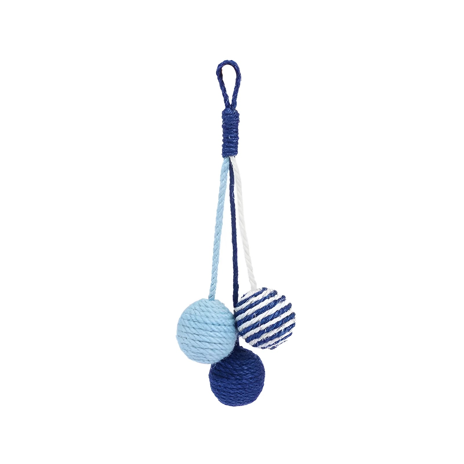 Cat toy set with teaser stick and catnip ball in blue, green, red, yellow colours