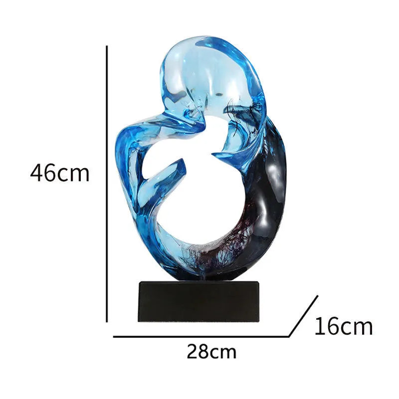 Transparent resin craft ornament in modern design available in orange red or blue colour