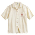 Men's light apricot Cuban collar shirt with bamboo plant pattern