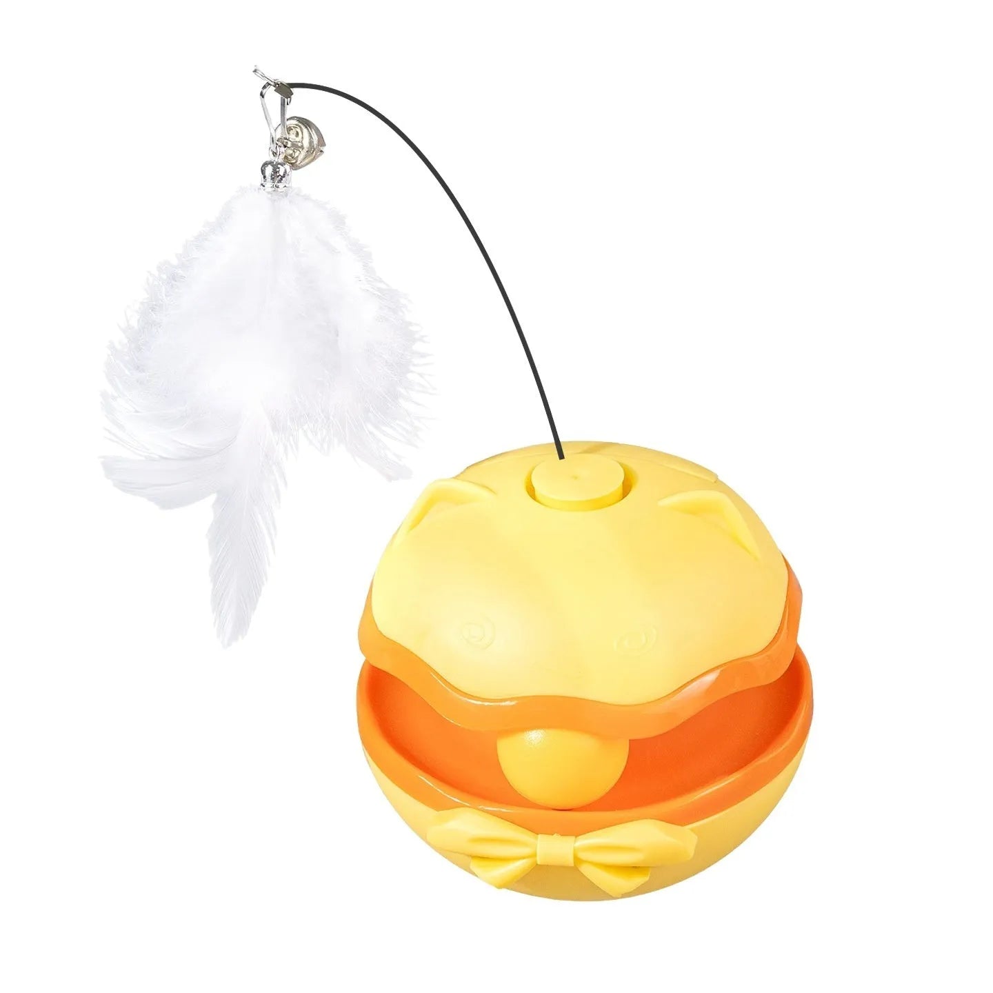 Electric cat toy tumbler with plastic teaser stick in multiple colour options