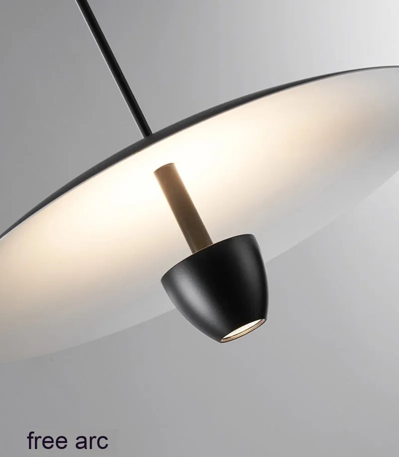 Modern minimalist black chandelier with 400mm diameter emitting warm light for dining room or bedroom