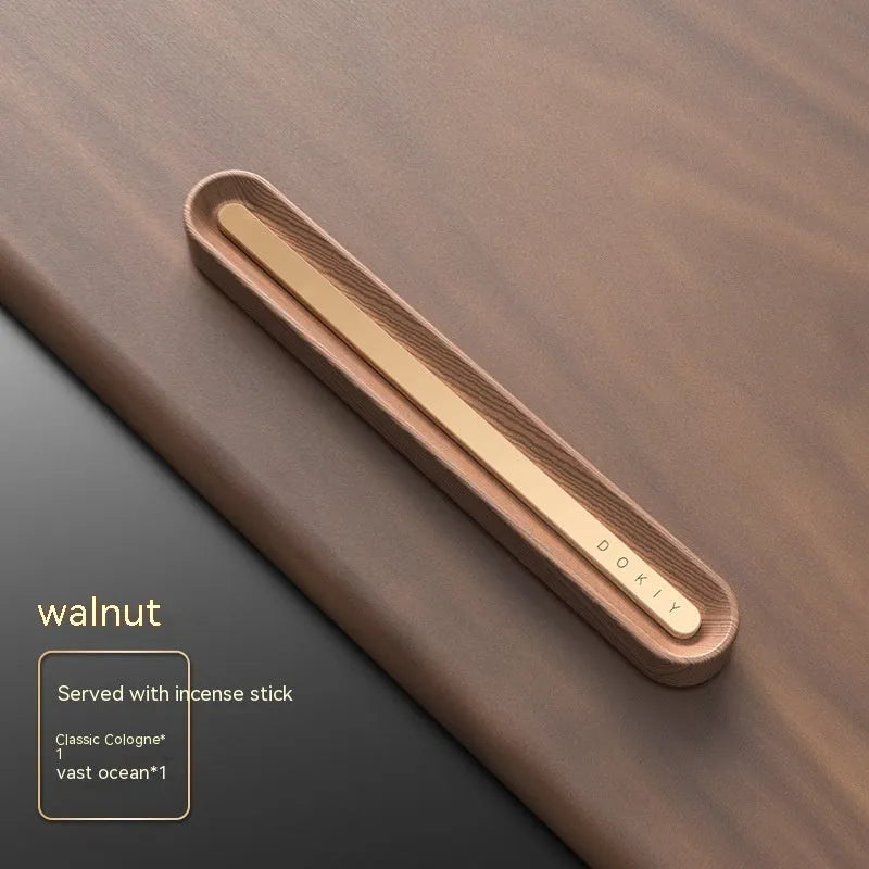 Car air vent aromatherapy ornament in long strip design, walnut and metallic grey colour options