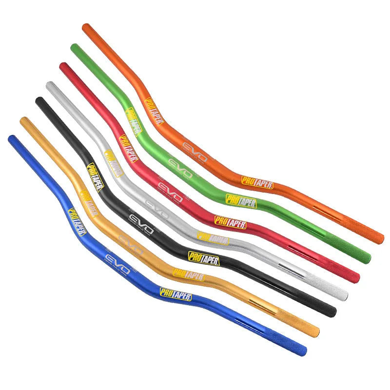Orange aluminium motorcycle handlebar showing 28mm diameter and 80cm width.
