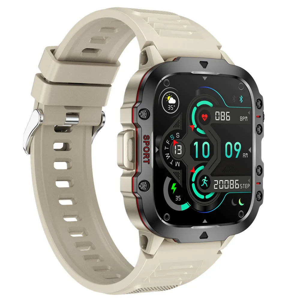 QX11 Smart Bluetooth Watch in black or khaki with TFT screen showing fitness stats